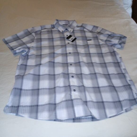 Eddie Bauer Pack It Seersucker SS Button Up Shirt XL Men’s Lt Gray $70 UPF 40 - Picture 2 of 6